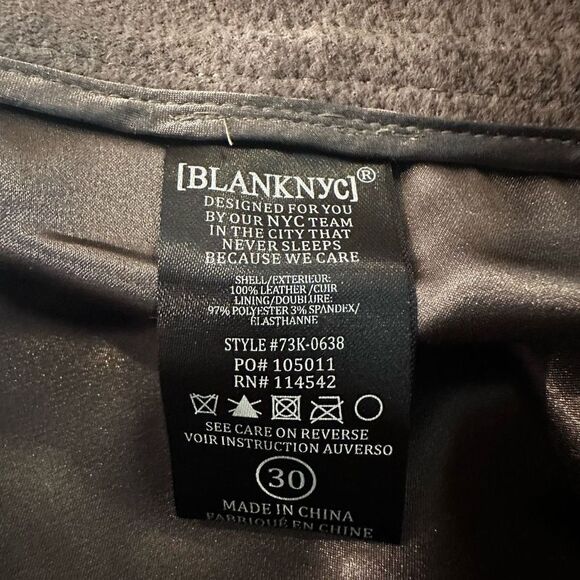 BLANK NYC Genuine Leather Belted Taupe Mini A-line Skirt Back Zip sz 30 New - Picture 8 of 10